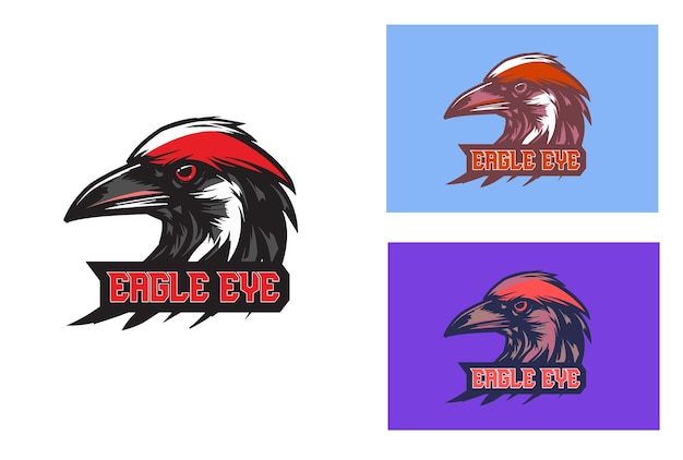 Vecteur logo moderne de la mascotte de l'aigle rouge et noir