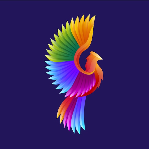 Logo moderne d'oiseau coloré