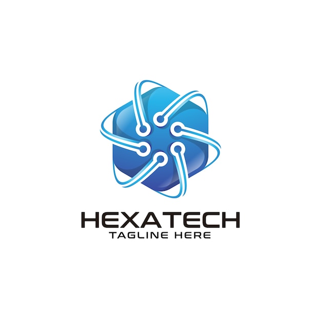 Vecteur logo moderne de technologie hexagonale abstraite