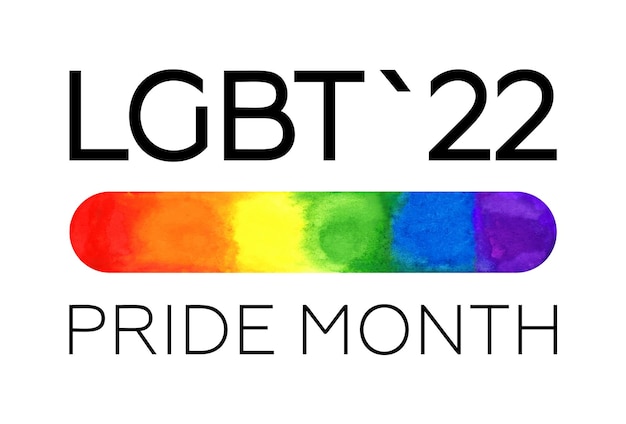 Logo Mois De La Fierté Lgbt 2022 Avec Vecteur Arc-en-ciel Dessiné à La Main Symbole Du Soutien Du Mois De La Fierté