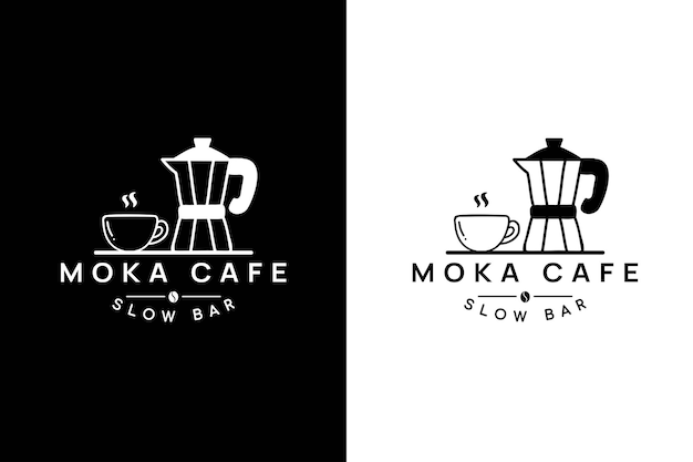 Vecteur logo moka pot coffee shop custom drink store slowbar