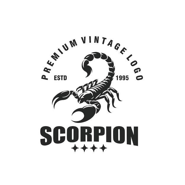 le logo monochrome vintage du scorpion illustration graphique vectorielle