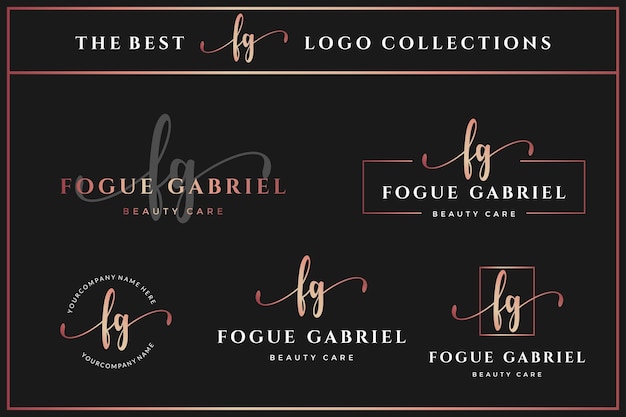 Logo Monogramme Fg F De Lettre Initiale De Luxe Pour La Collection De Modèles De Conception De Boutique De Mode De Beauté