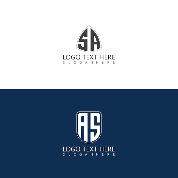 Logo de monogramme initial de texte de style SA 2 avec un design de style créatif
