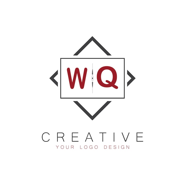 Logo monogramme initial de WQ avec un design de style carré créatif