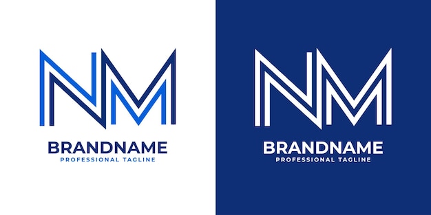Logo monogramme en ligne de lettres NM adapté aux entreprises avec les initiales NM ou MN