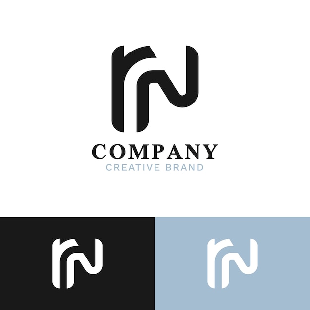 Vecteur logo monogramme rn design plat