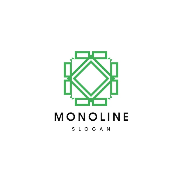 Vecteur le logo de la monoline verte abstraite à la conception plate