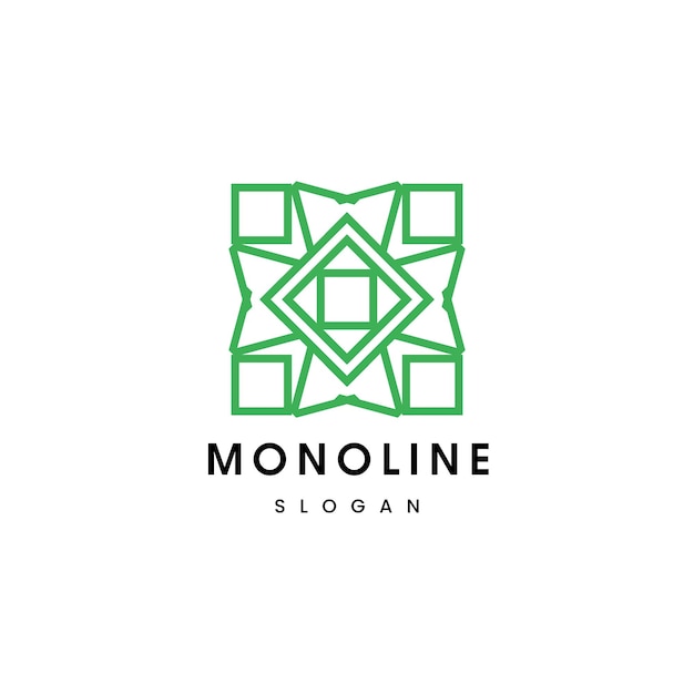 Le Logo De La Monoline Verte Abstraite à La Conception Plate