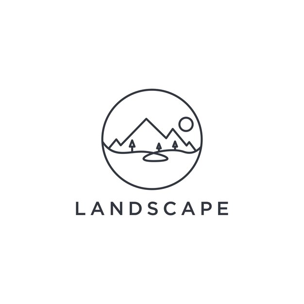 Logo De Montagne D'art En Ligne Simple