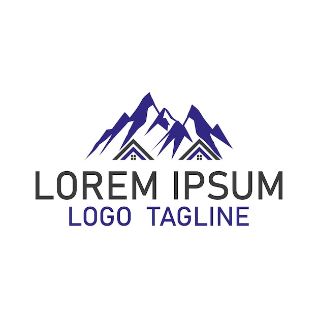 Vecteur un logo de montagne bleue avec des montagnes dessus
