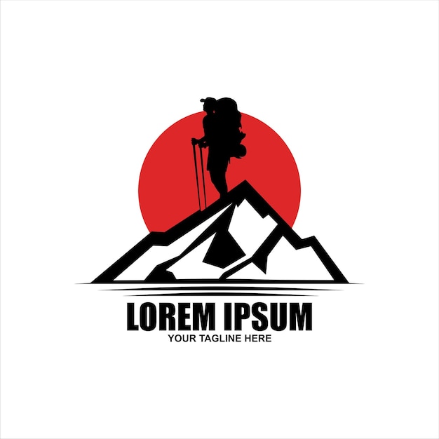 Vecteur logo de montagne camping et randonnée emblème design vie d'aventure