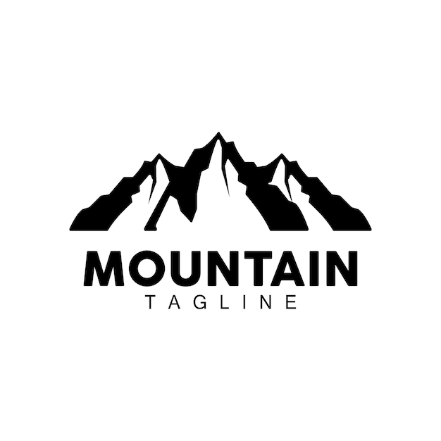 Logo Montagne Conception Silhouette Simple Nature Paysage Icône Vecteur Modèle Illustration