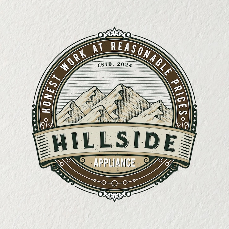 Vecteur le logo des montagnes est une illustration de colline de style vintage.