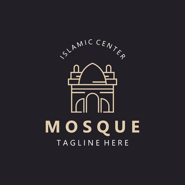 Vecteur le logo de la mosquée est une architecture islamique simple, un emblème, un symbole, un modèle vectoriel du centre islamique.