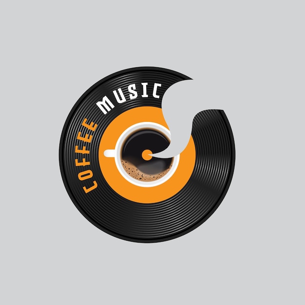 Vecteur logo de musique de café