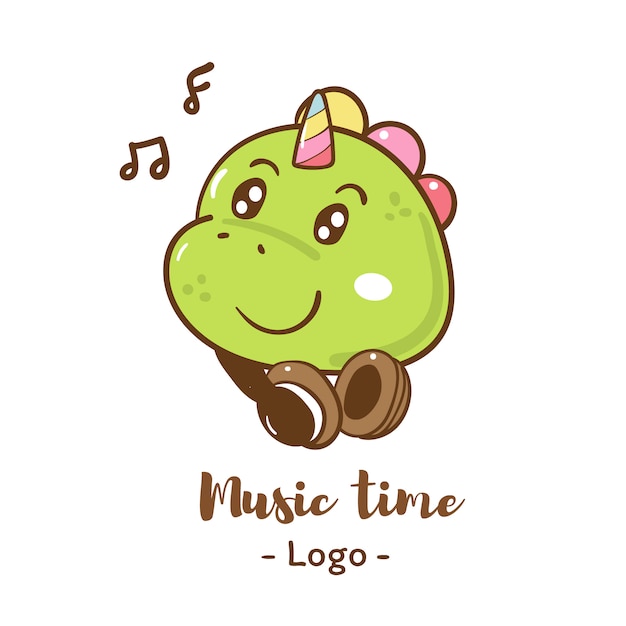 Logo de musique écoute dinosaure