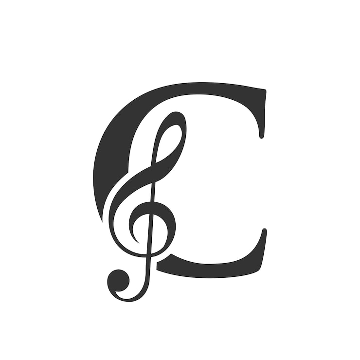 Vecteur logo de musique sur la lettre c concept c signe de note de musique modèle de mélodie de musique sonore