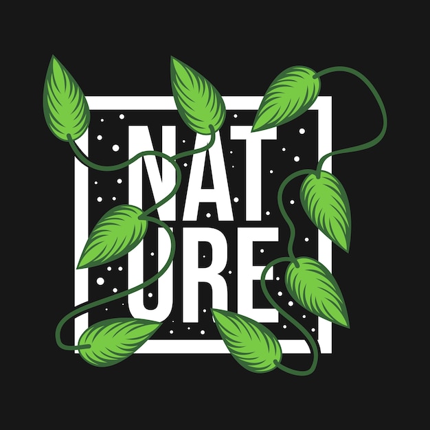 Vecteur logo nature avec des feuilles vertes sur fond noir