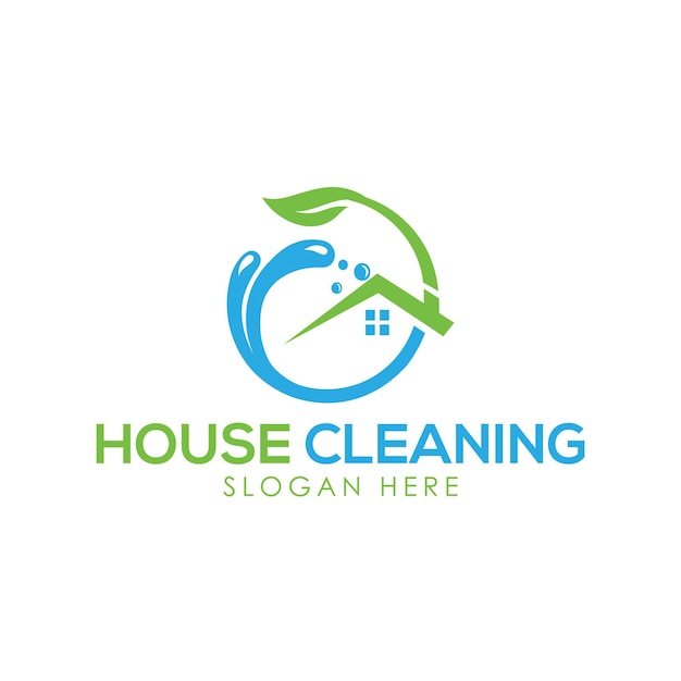 Vecteur logo de nettoyage de maison - modèle de logo de service de nettoyage à domicile - logo de couleur dégradée