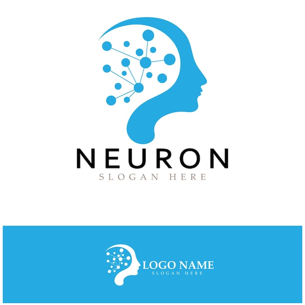 Logo de neurone ou logo de cellule nerveuse icône de modèle d'illustration de logo de molécule avec concept de vecteur