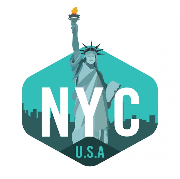 Vecteur logo de new york city avec la statue de la liberté