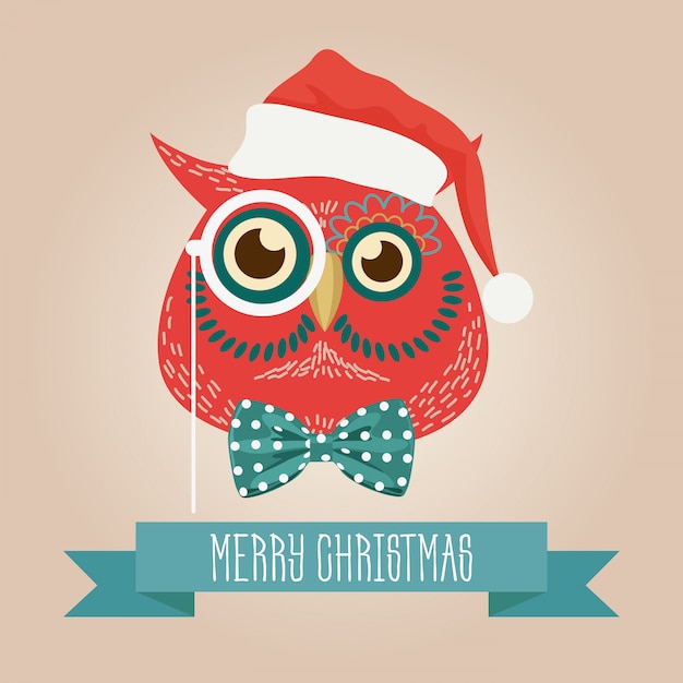 Logo De Noël Mignon Hibou De Forêt