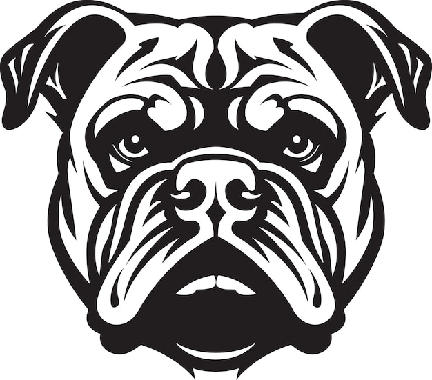 Logo noir audacieux et intrépide avec l'emblème iconique de la majesté du bulldog en noir
