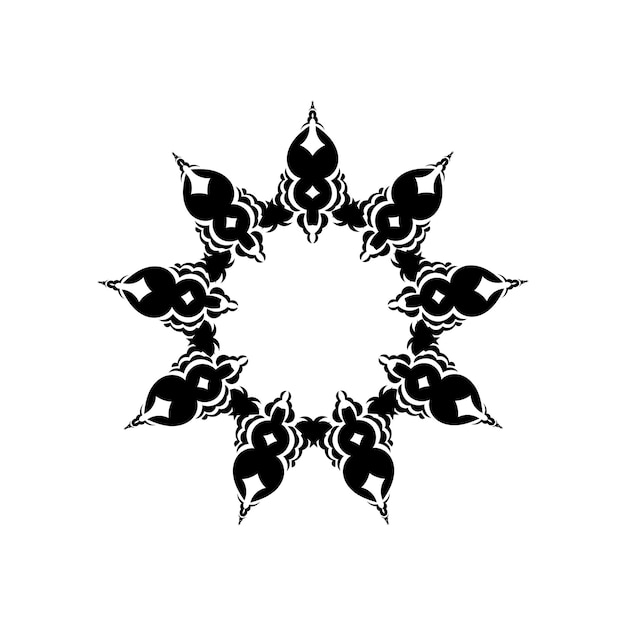 Logo Noir Et Blanc Mandala Ornements Ronds Décoratifs Forme De Fleur Inhabituelle