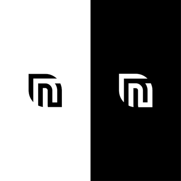 Vecteur un logo noir et blanc avec n dessus