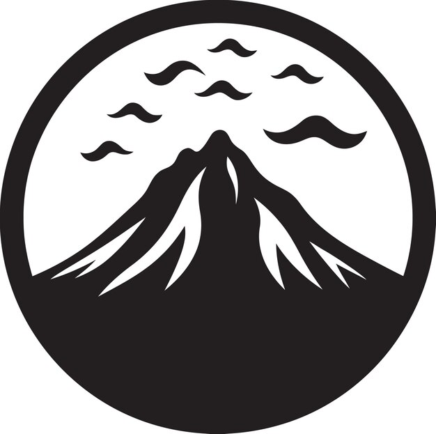 Vecteur logo noir de formation féroce pour les sommets du volcan volcano vision logo vectoriel noir pour la fureur de la montagne