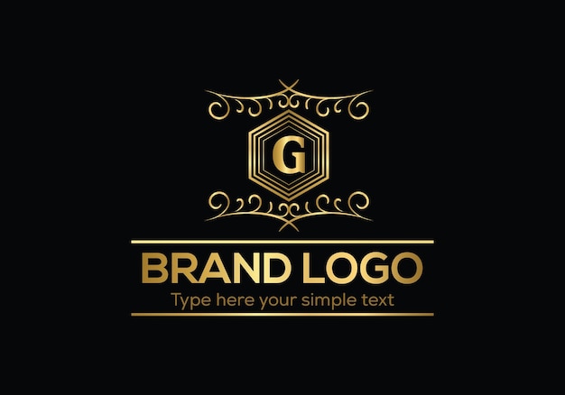 Vecteur un logo noir et or avec la lettre g dessus