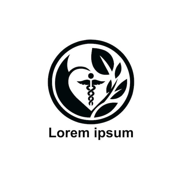 Un logo noir des soins de santé sur un fond blanc