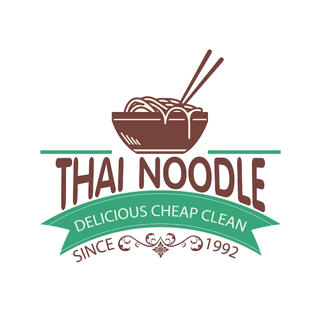 Vecteur logo noodle thai semple