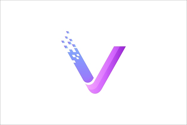 Vecteur logo numérique virtuel lettre v