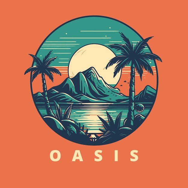 Un logo d'une oasis des mers conçu dans le style d'illustration d'esports