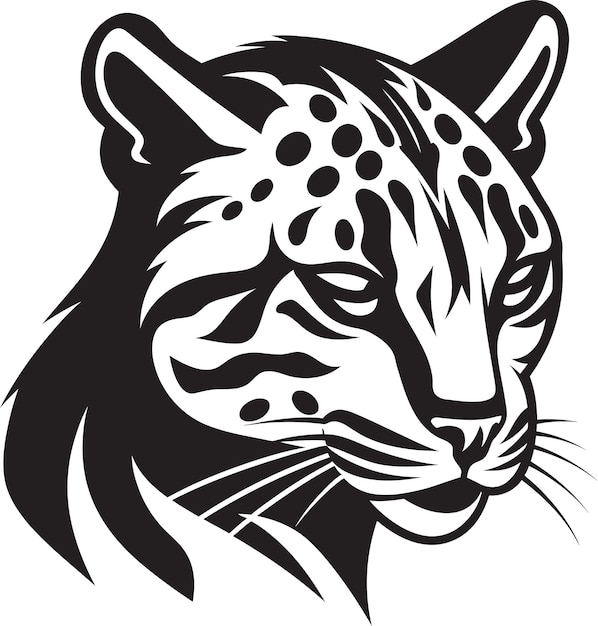 Le Logo De L'ocelot Silencieux Dans Le Vecteur De La Grâce Nocturne De L'icône De L'ocelot Noir