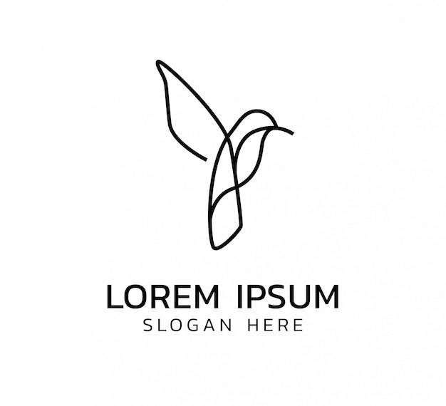 Logo D'oiseau Bourdonnement Dans Le Style De Ligne Simple Minimal