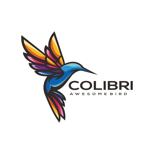 Vecteur logo oiseau colibri