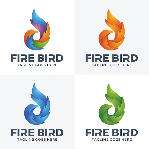 Vecteur logo de l'oiseau de feu moderne avec un style 3d.