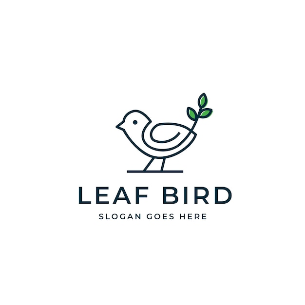 Logo D'oiseau Moderne Avec Feuille Sur La Queue