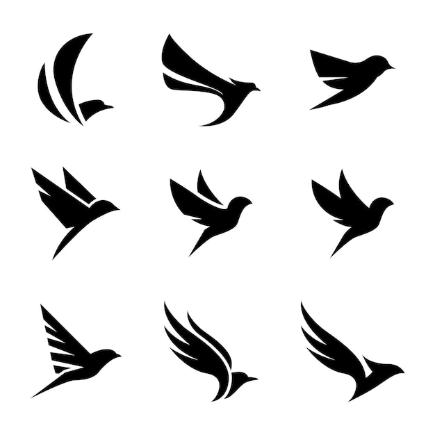 logo oiseau monochrome défini logo d'entreprise moderne