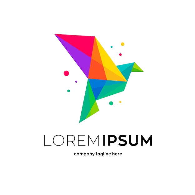 Logo d'oiseau en papier Lowpoly