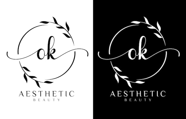 Le Logo Ok Beauty Avec Des Ornements Fleuris