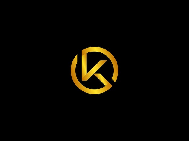 Logo or lettre k avec un fond noir