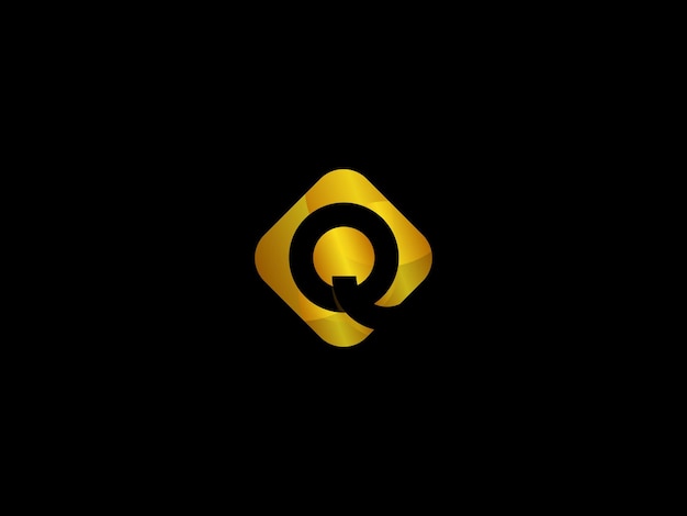Logo or lettre q avec un carré jaune