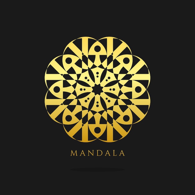 Logo D'or De Mandala De Fleur Abstraite De Luxe