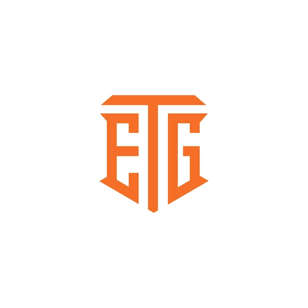 Vecteur logo orange avec les lettres etg sur fond blanc