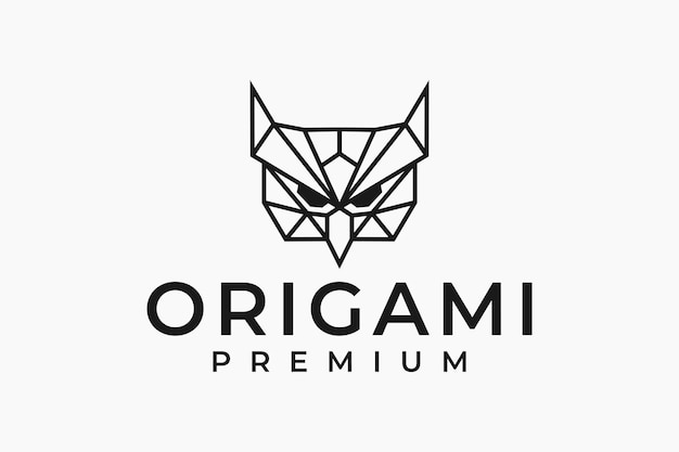 Logo Origami Tête De Hibou Premium