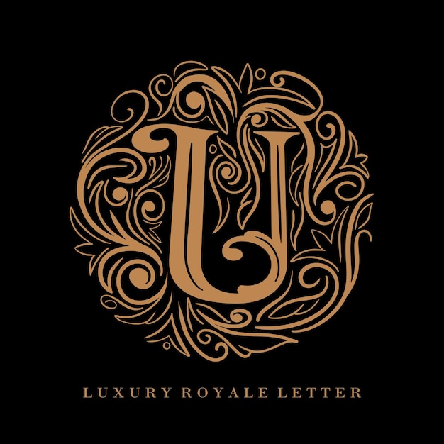 Vecteur logo d'ornement de cercle royal de luxe lettre u
